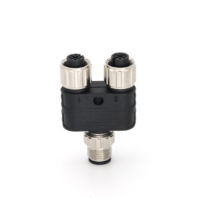 Buen precio M12 Conector de distribuidor Y distribuidor Hombre 4 pin a mujer 4 pin A codificación en línea
