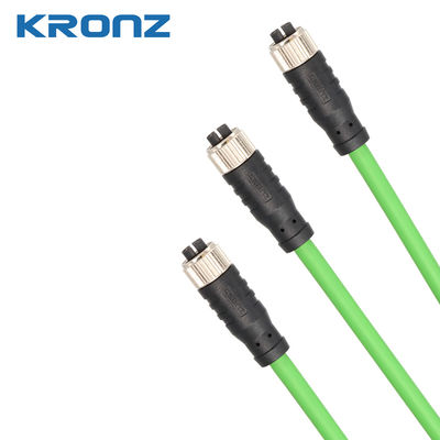 Bon prix M12 Connecteurs Cat6A 26AWG Femme PVC Drag Chain Blindé à X-codeur 8 épingles en ligne
