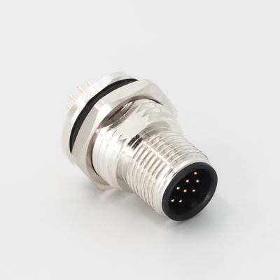 M12 Male Conector Panel Mounting 12 Pin A Code Circular Connectors for PCB Mounting