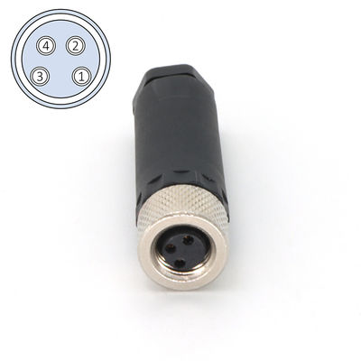Καλή τιμή 4 πιν M8 συνδετήρας θηλυκό πεδίο Wireable αδιάβροχο IEC 61076-2-104 σε απευθείας σύνδεση