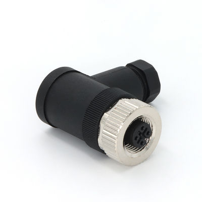 Buen precio M12 conector circular 5 pin A código de tornillo conector de bloqueo femenino en ángulo en línea