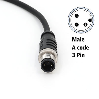 قیمت خوب پی وی سی مستقیم M12 3 پین کانکتورهای مردانه 2M Kabel بدون محافظ سیاه آنلاین