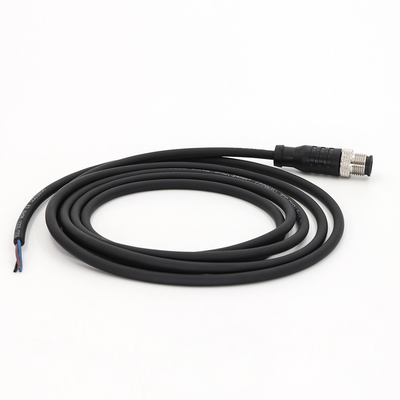 M12 4 Pin Connectors 2M Pre-Assembled Cable Male Straight PVC CE Unshielded