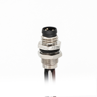 Flange M8 Connector Male 4 Pin Rear Mounting Straight Waterproof IP67