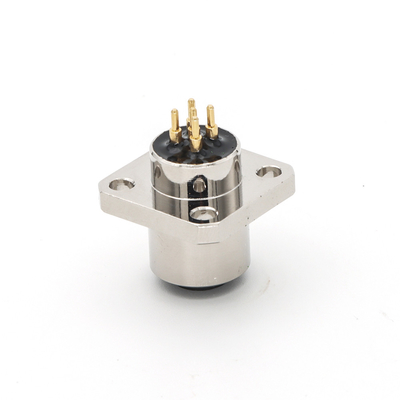 M12 Panel Mount Connector Square Flange PCB Front Mounting 5 Pin Female A Code