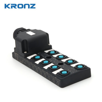 Buen precio Caja de distribución industrial de doble canal 8 posición PNP M12 Conector de unión de caja en línea