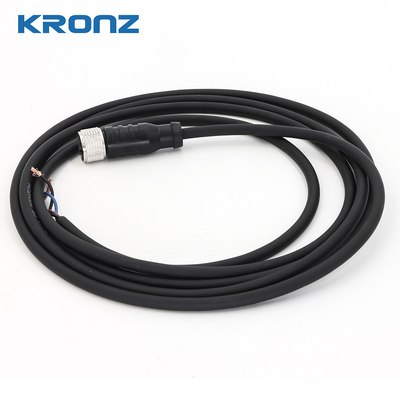 M12 Circular Connector Straight 3P 5 Meter Sensor Connectors with Pre-molded PVC Cable