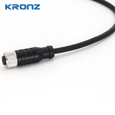 M12 Wire Connector 4 Pin A Code Straight Male Connector 3x0.34mm PVC Cable in Black