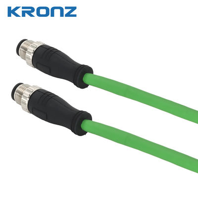 Buen precio M12 IE Conector PUR Drag Chain Verde Cable Ethernet de doble escudo de 4 pines Conector en línea