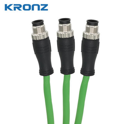Buen precio M12 Conector IE Cable A-código IEC 61076-2-101 Conector LAN con cable preformado en línea