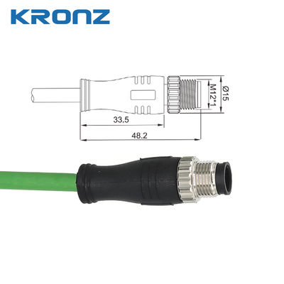 سعر جيد M12 Connector Ethernet / IP كابل محمي مزدوج كود X 0.5A 50V 24AWG كابل PVC 5 متر الانترنت