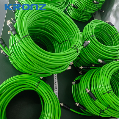 M12 Ethernet / IP Connector Dual Shield 4 X 2 X 0.25 Yellowish Green PVC Cable 10 Meter
