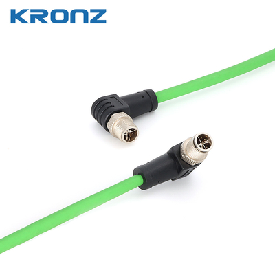 M12 Connectors Ethernet/IP Angled Male PVC Drag Chain Shielded M12 8 Pin X Code Connector