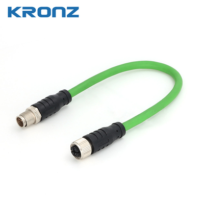 M12 IE Connectors 8 Pin X Code Cat6A 26AWG Female To Male PVC Drag Chain Shielded