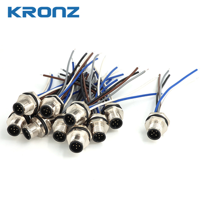 M12 Connector Socket Panel Aviation Wire Connector 5 Pin Electrical Cable Shielded