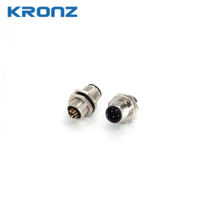 M12 Panel Male Male Connector 4 pin Aviation Plug Back Mount Wire Cable Connector