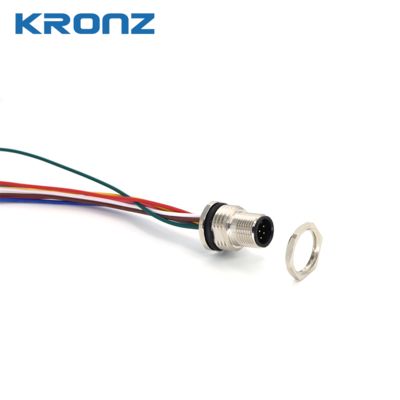 M12 8 Pin Connector Cable IP67 Waterproof Panel Front Socket Plug with 1M Wire