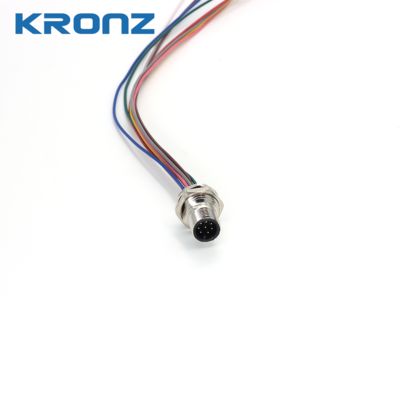M12 8 Pin Connector Cable IP67 Waterproof Panel Front Socket Plug with 1M Wire