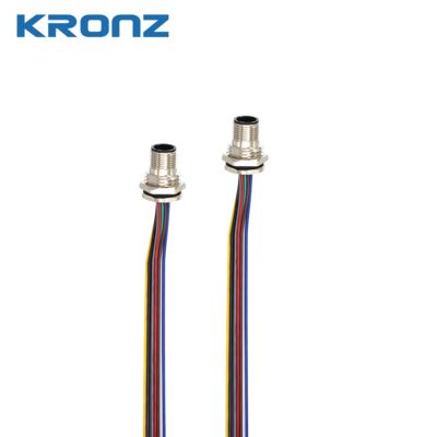 Waterproof M12 12 Pin Socket Wire Board Front Connector Cable with Zinc Alloy Shell