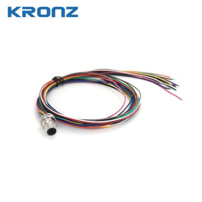 Waterproof M12 12 Pin Socket Wire Board Front Connector Cable with Zinc Alloy Shell