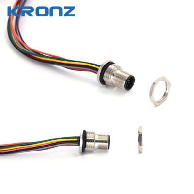 Waterproof M12 12 Pin Socket Wire Board Front Connector Cable with Zinc Alloy Shell