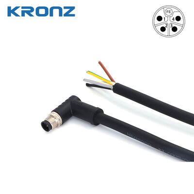 Giá tốt Đầu nối đúc sẵn góc nam M12 với mã L, dòng định mức 12A và bảo vệ IP67 cho Tự động hóa Công nghiệp trực tuyến