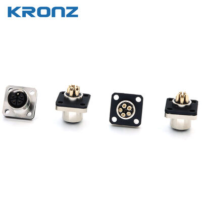 Bon prix Connecteur femelle M12 à montage sur panneau avec bride carrée, protection IP67, contacts plaqués or, norme CEI 61076-2-101 en ligne