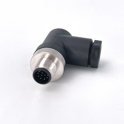 Bon prix Connecteur M12 à codage A, 12 broches, femelle, câblable sur site, avec protection IP67 et conception coudée à 90° en ligne