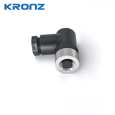 Harga bagus M12 Female Field Wirable Angled Connector dengan 12 Pin A-CODE Keying dan Perlindungan IP67 on line