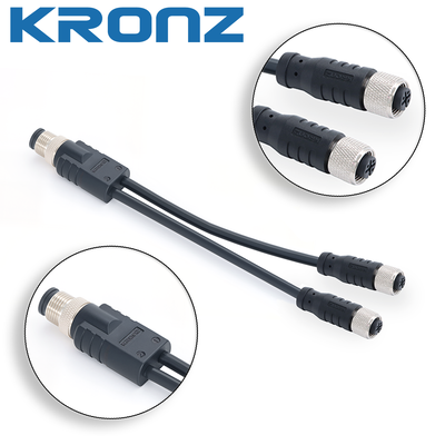 İyi fiyat Kablolu M12 Y dağıtıcısı Erkek M12x1 - Dişi M12x2 çevrimiçi